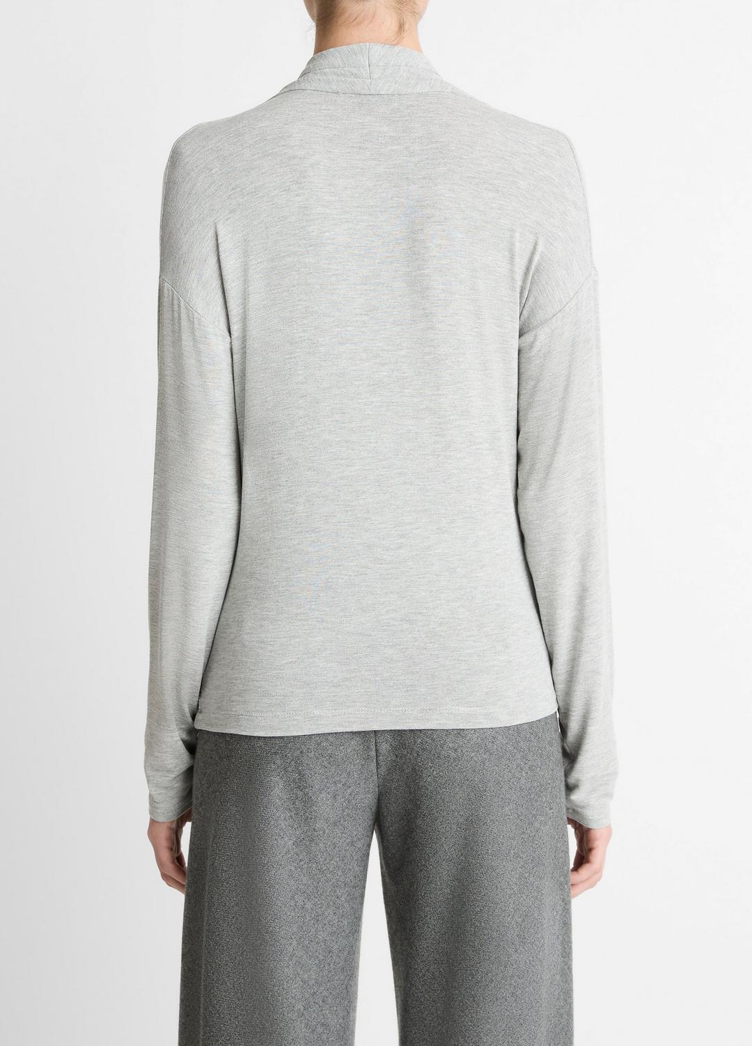 VINCE Relaxed Fixed-Wrap Jersey Top in Long Sleeve
