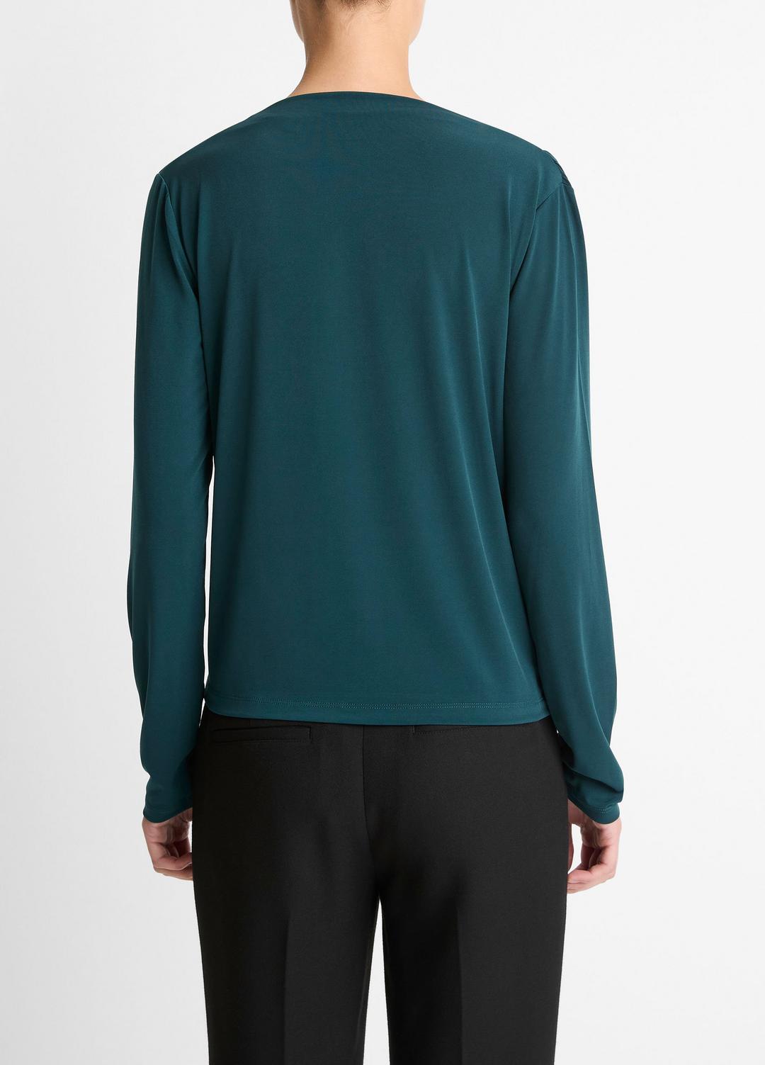 VINCE Matte Jersey Cowl-Neck Top in Long Sleeve