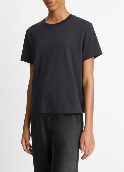 VINCE Pima Cotton Crew Neck T-Shirt in Short Sleeve