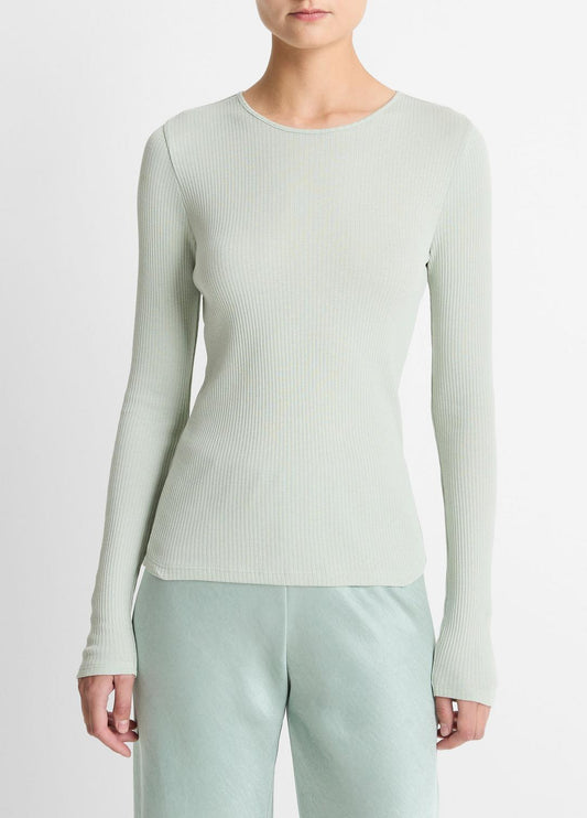VINCE Ribbed Pima Cotton Long-Sleeve T-Shirt in Long Sleeve