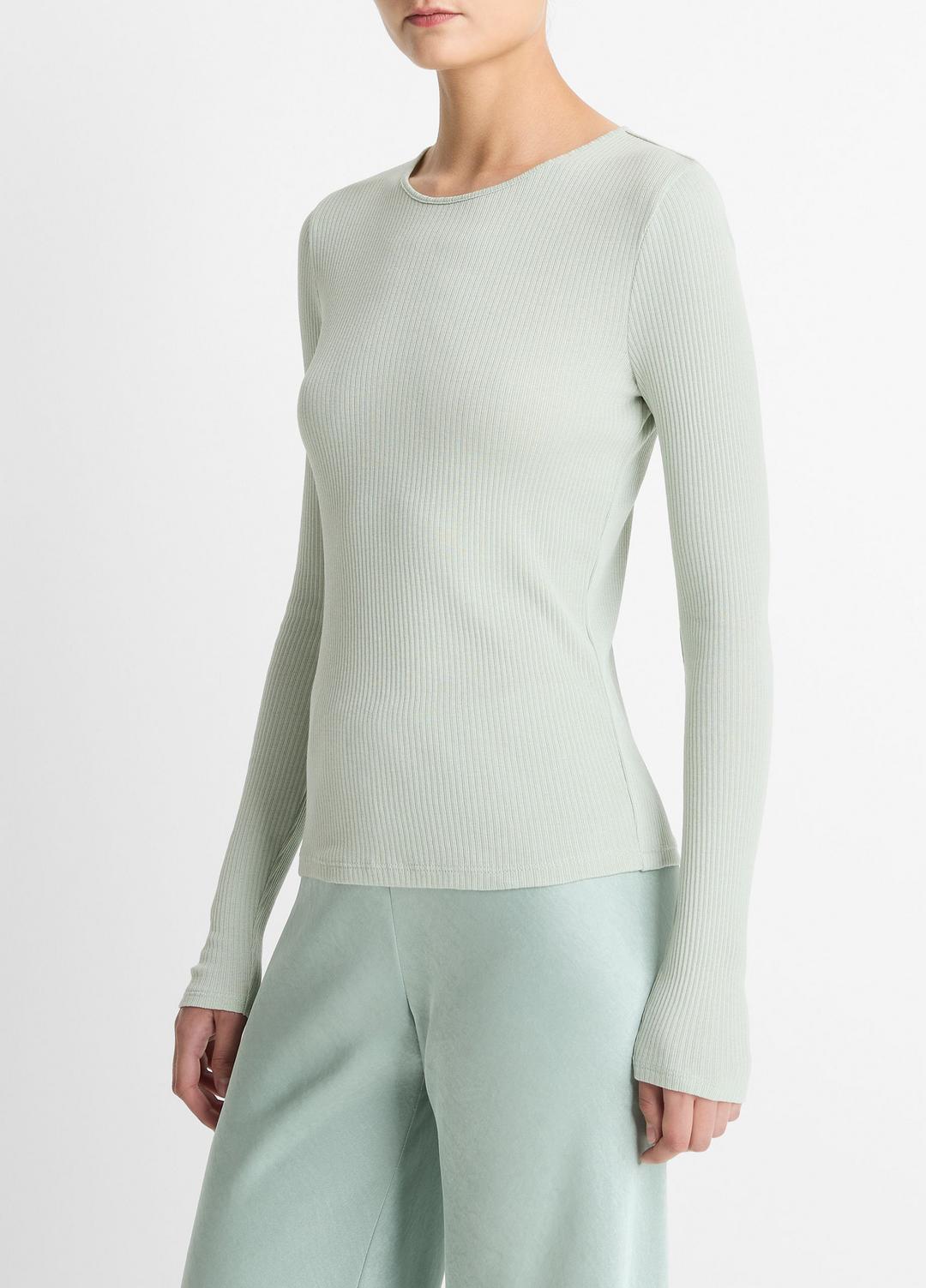 VINCE Ribbed Pima Cotton Long-Sleeve T-Shirt in Long Sleeve