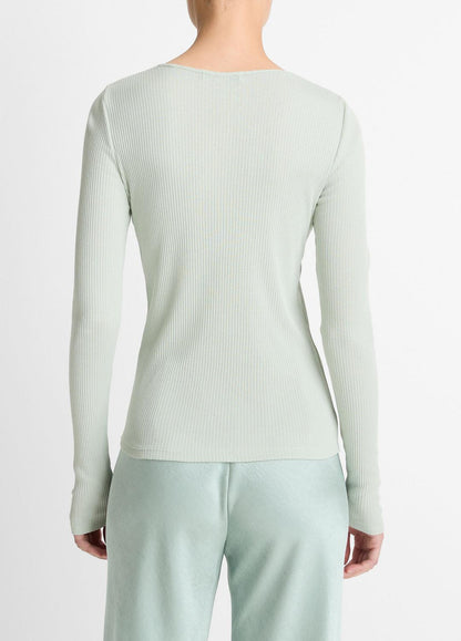 VINCE Ribbed Pima Cotton Long-Sleeve T-Shirt in Long Sleeve