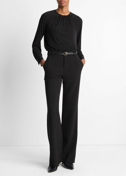VINCE Matte Jersey Gathered Blouse in Long Sleeve