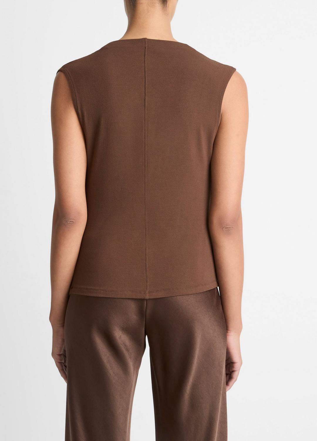 VINCE Jersey Draped Cowl-Neck Top in Tank Tops