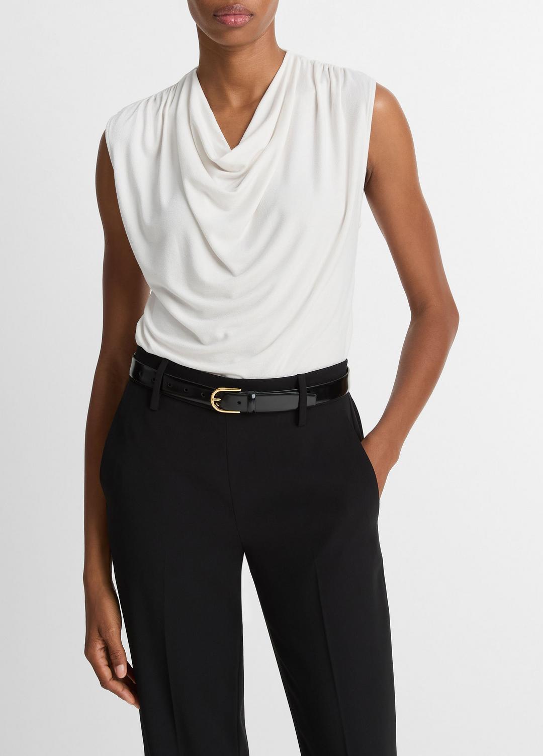 VINCE Jersey Draped Cowl-Neck Top in Tank Tops