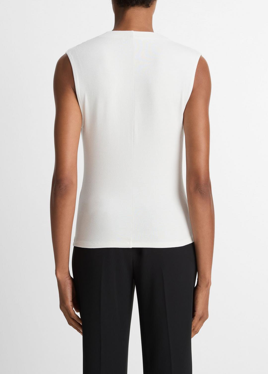 VINCE Jersey Draped Cowl-Neck Top in Tank Tops