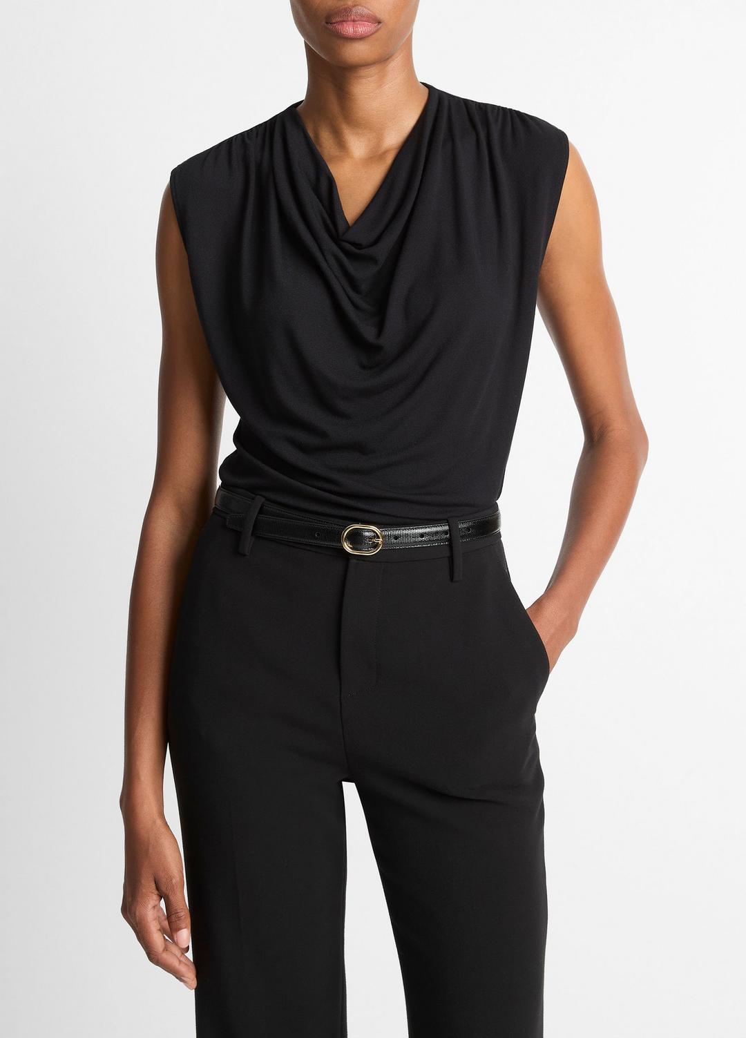 VINCE Jersey Draped Cowl-Neck Top in Tank Tops