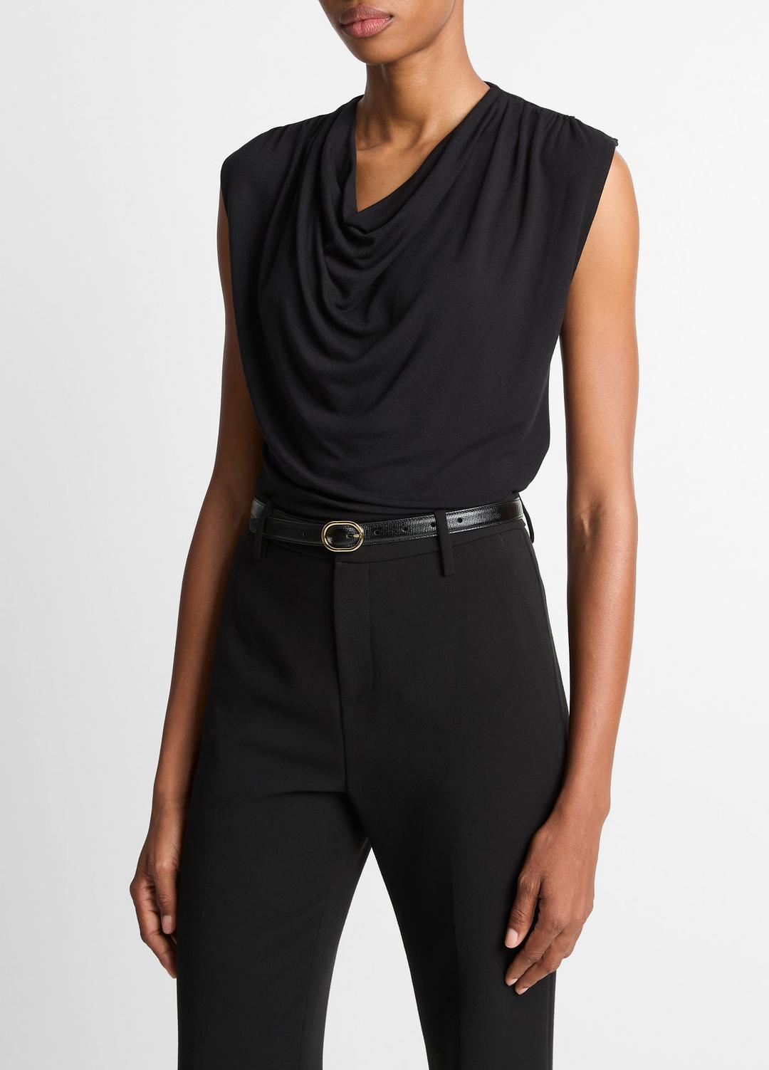 VINCE Jersey Draped Cowl-Neck Top in Tank Tops
