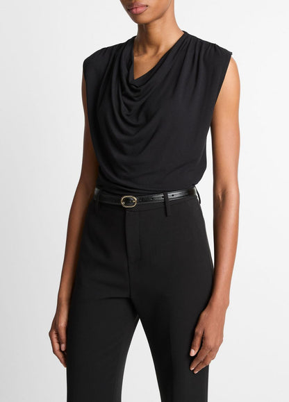 VINCE Jersey Draped Cowl-Neck Top in Tank Tops