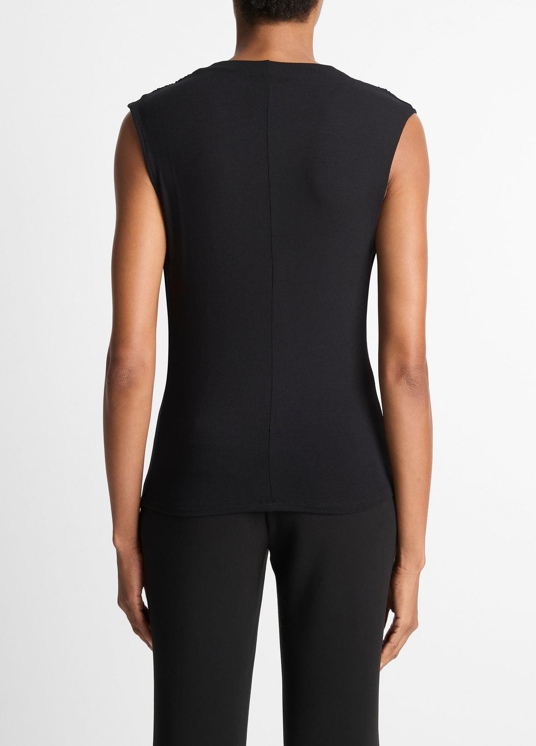 VINCE Jersey Draped Cowl-Neck Top in Tank Tops