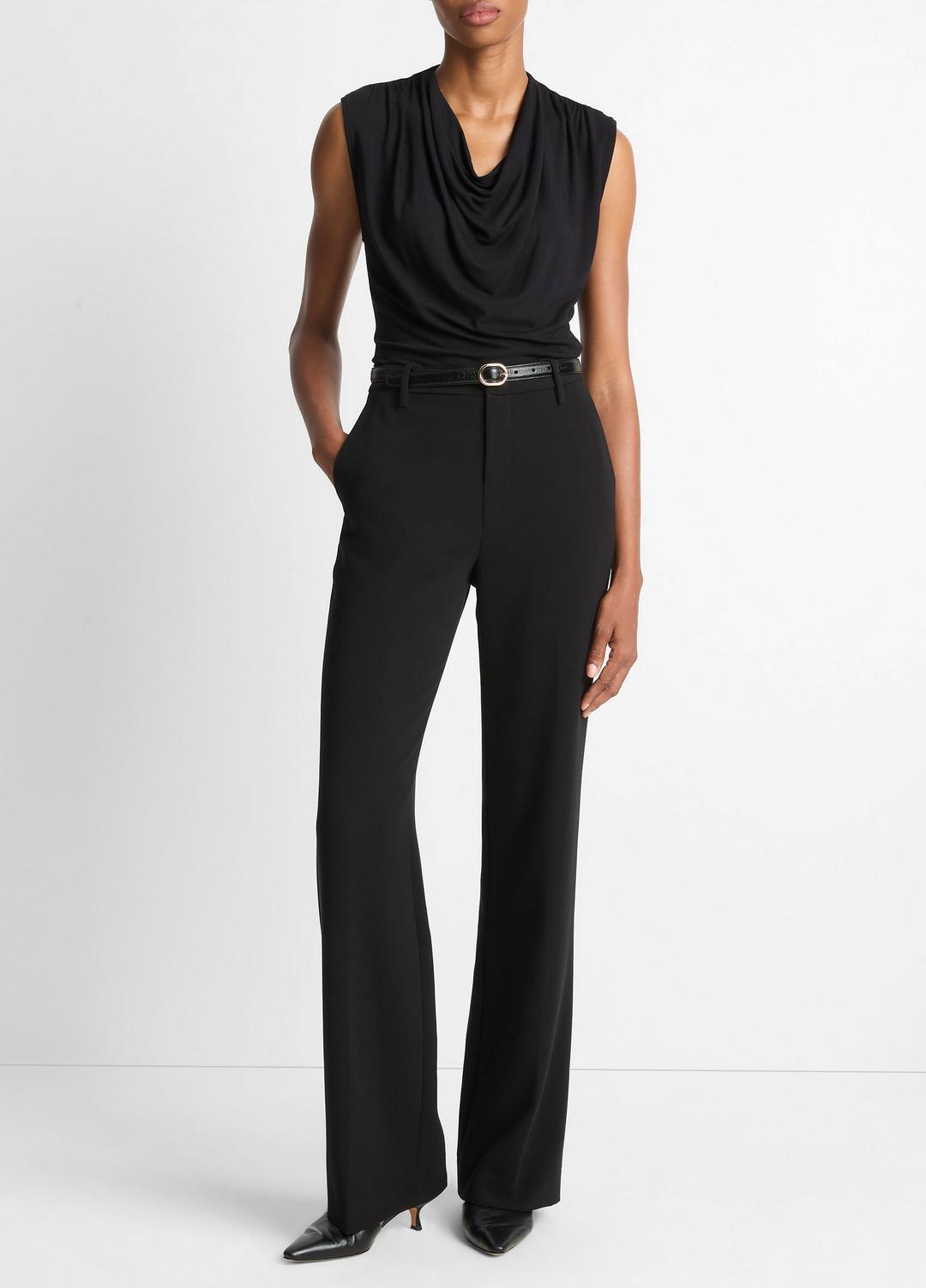 VINCE Jersey Draped Cowl-Neck Top in Tank Tops