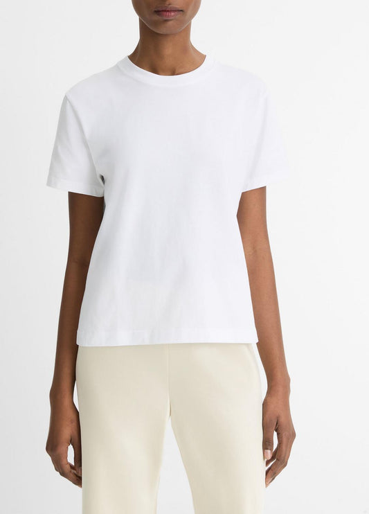 VINCE Pima Cotton Crew Neck T-Shirt in Short Sleeve