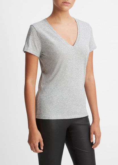 VINCE Essential Pima Cotton V-Neck T-Shirt in Short Sleeve