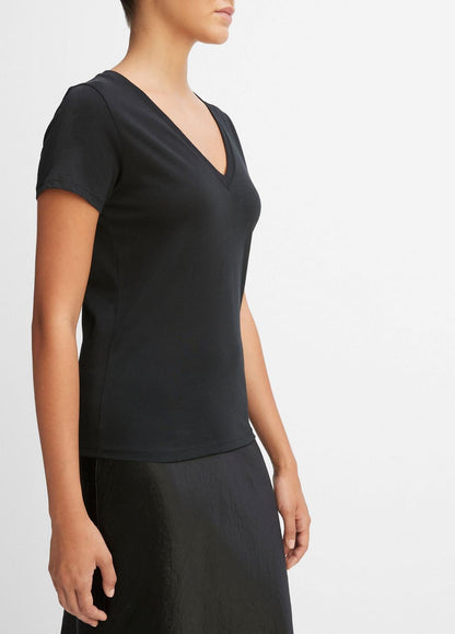 VINCE Essential Pima Cotton V-Neck T-Shirt in Short Sleeve