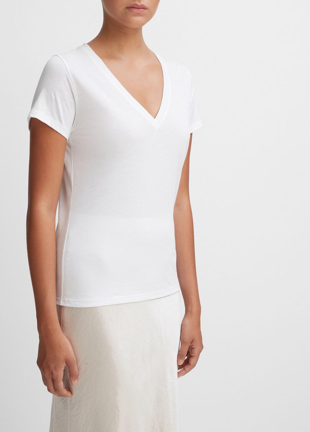VINCE Essential Pima Cotton V-Neck T-Shirt in Short Sleeve