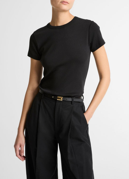 VINCE Pima Cotton-Blend '90s Shrunken T-Shirt in Short Sleeve