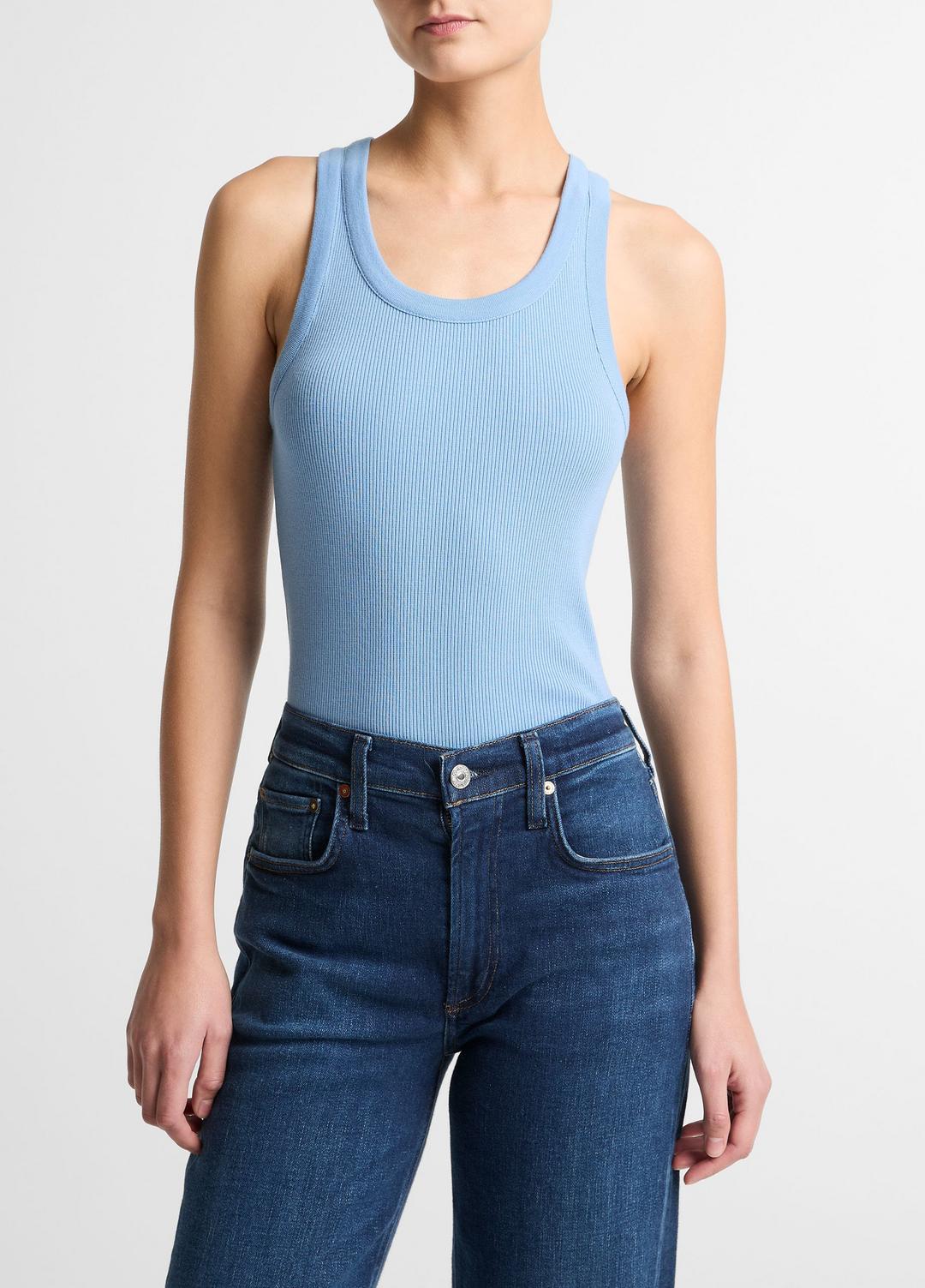 VINCE Ribbed Scoop-Neck Tank in Tank Tops