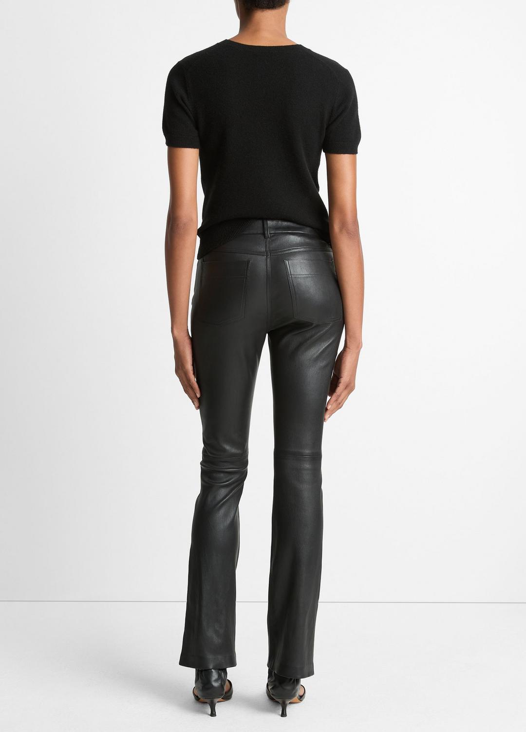 VINCE Stretch Leather Boot-Cut Pant in Trousers