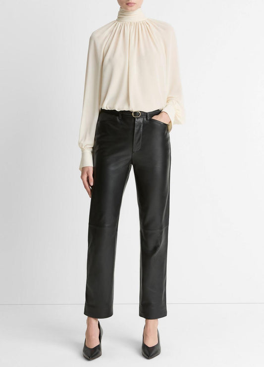 VINCE Leather Straight-Leg Trouser in Trousers