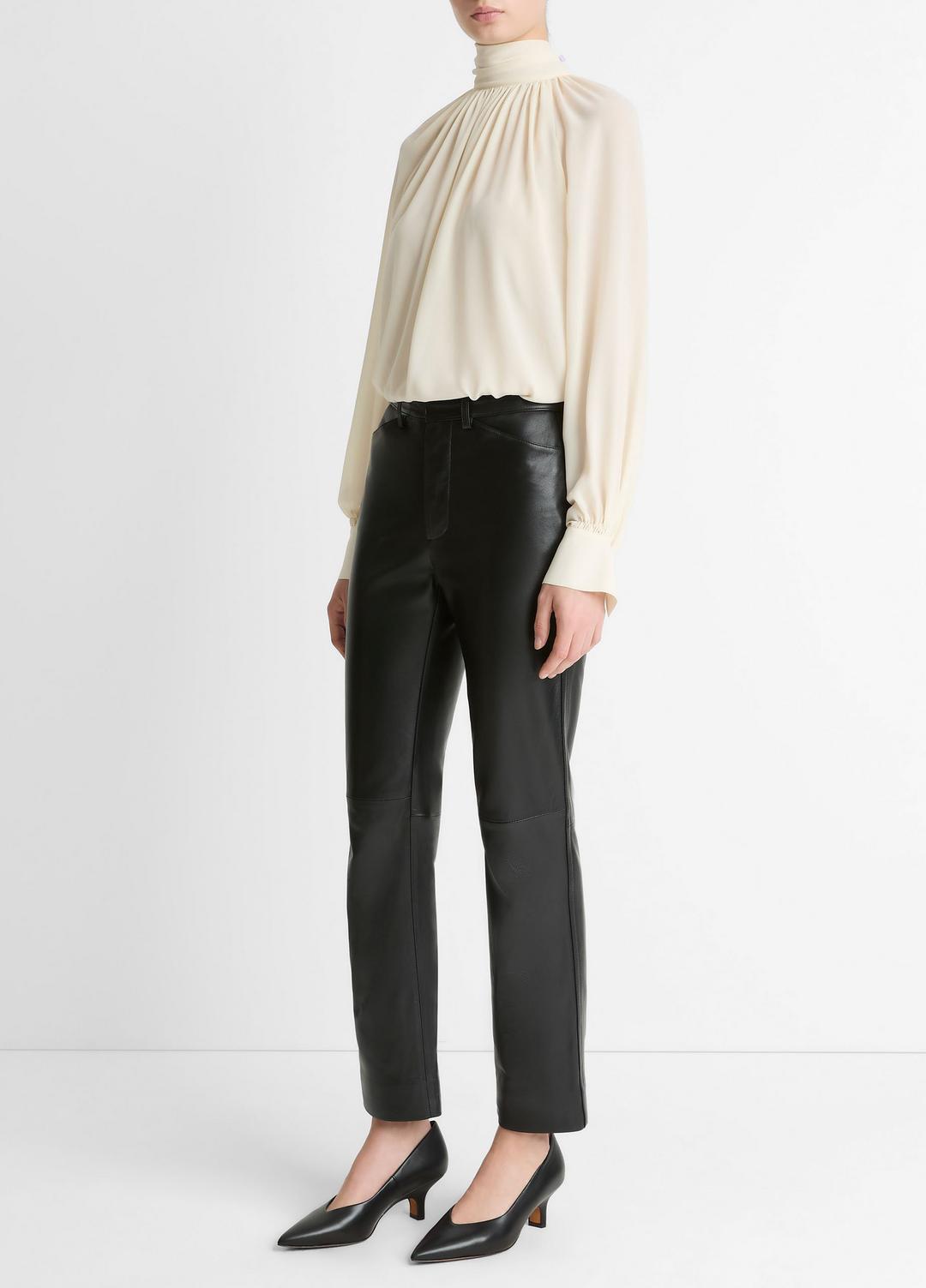 VINCE Leather Straight-Leg Trouser in Trousers