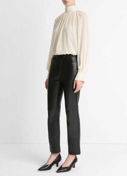 VINCE Leather Straight-Leg Trouser in Trousers