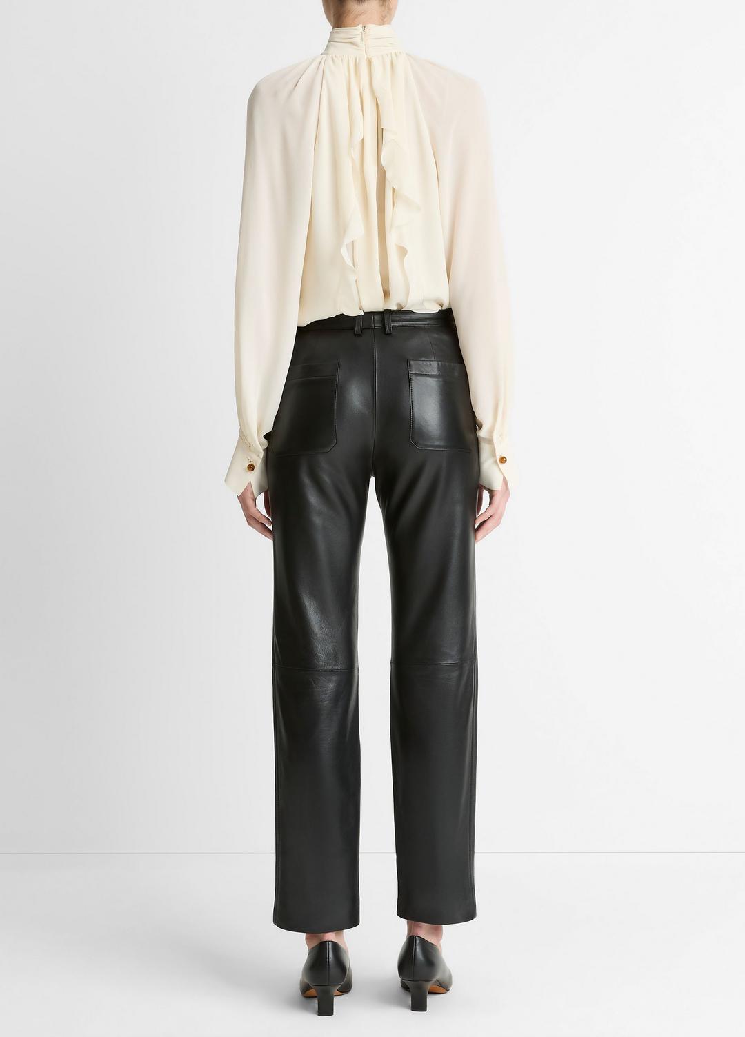VINCE Leather Straight-Leg Trouser in Trousers