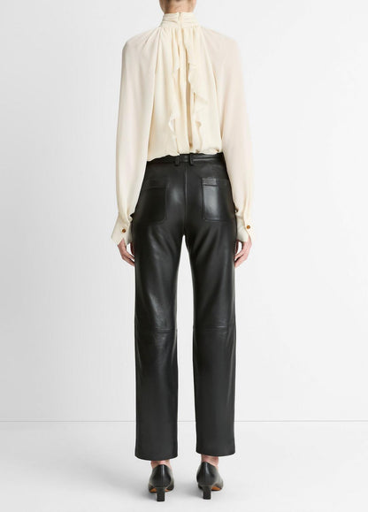 VINCE Leather Straight-Leg Trouser in Trousers