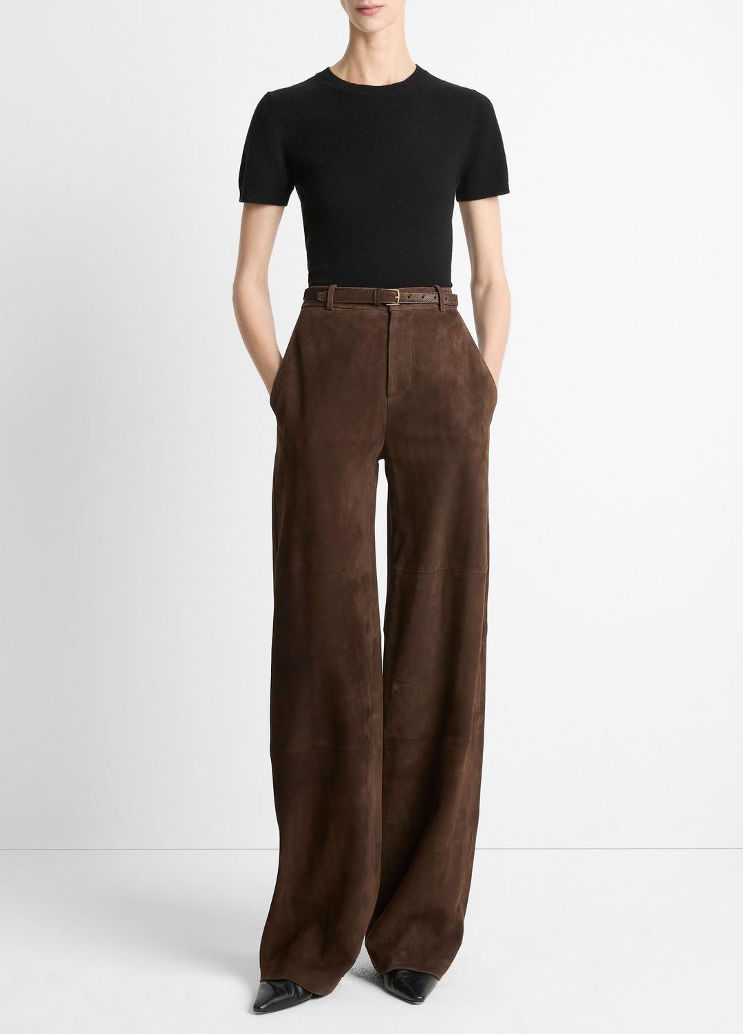 VINCE Suede Mid-Rise Trouser in Trousers