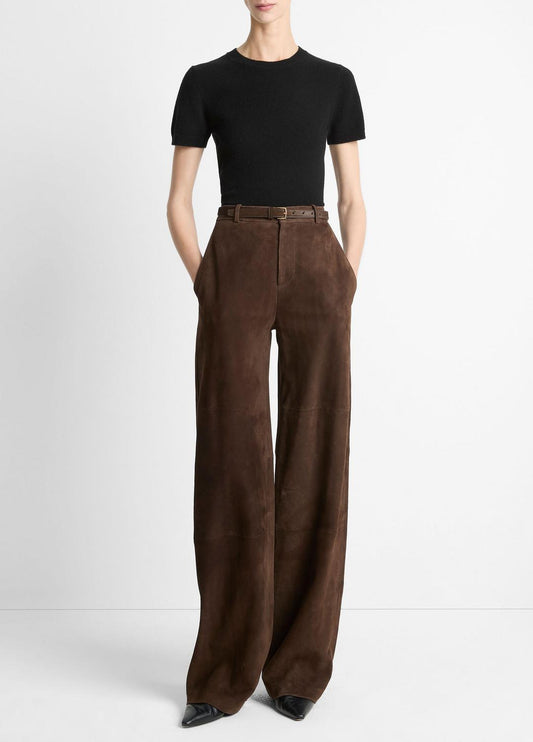 VINCE Suede Mid-Rise Trouser in Trousers