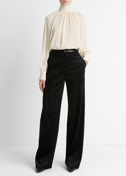 VINCE Italian Velvet High-Waist Wide-Leg Trouser in Wide Leg