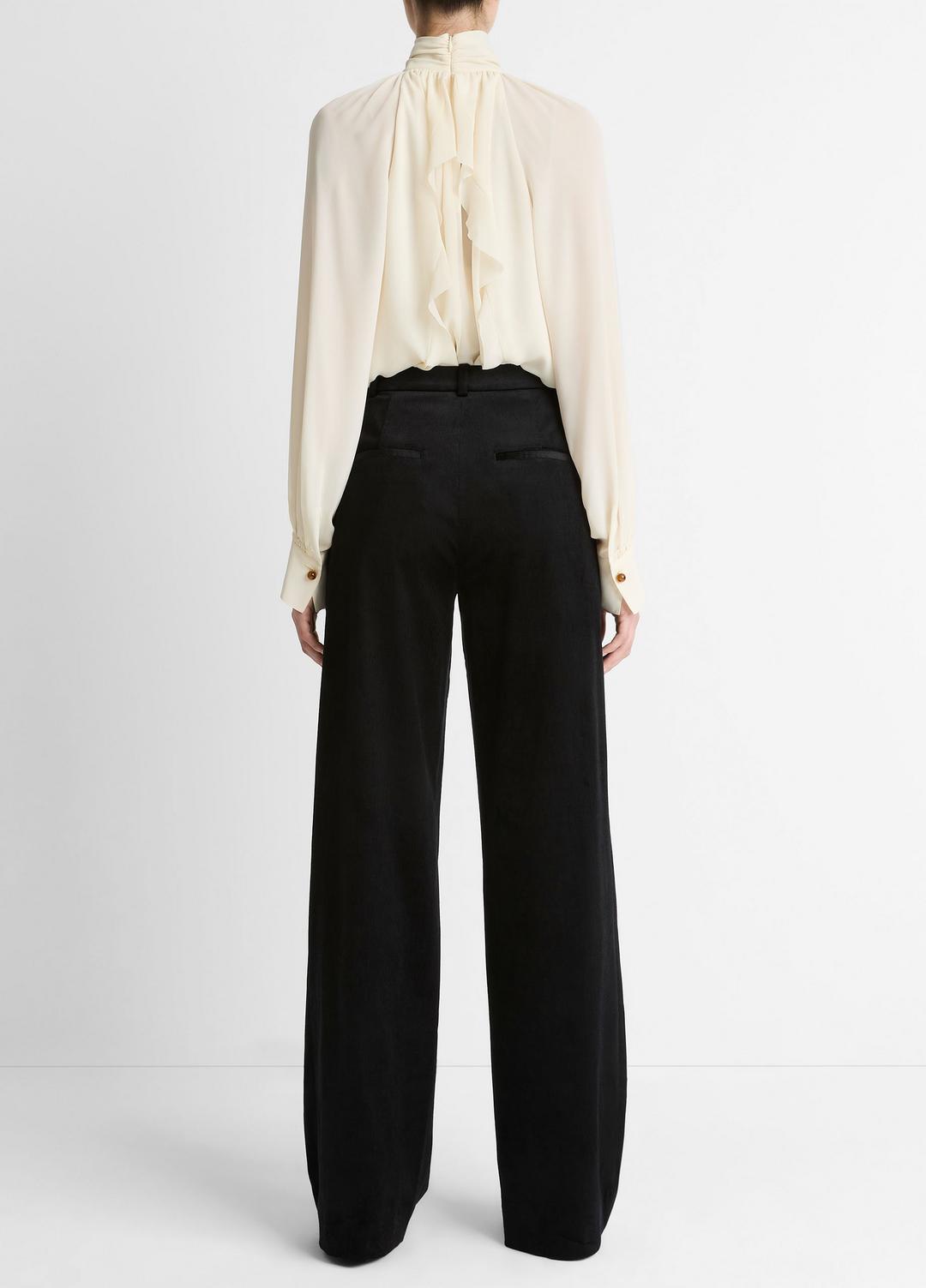 VINCE Italian Velvet High-Waist Wide-Leg Trouser in Wide Leg