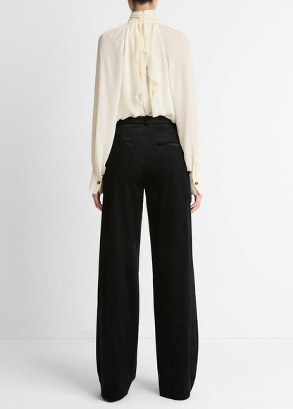 VINCE Italian Velvet High-Waist Wide-Leg Trouser in Wide Leg