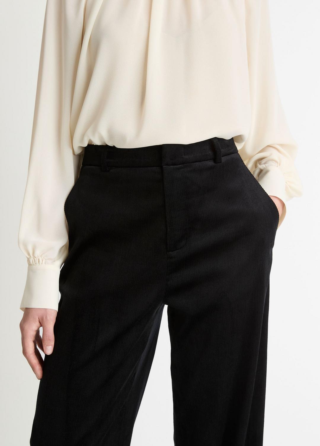 VINCE Italian Velvet High-Waist Wide-Leg Trouser in Wide Leg