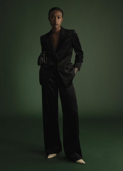 VINCE Italian Velvet High-Waist Wide-Leg Trouser in Wide Leg