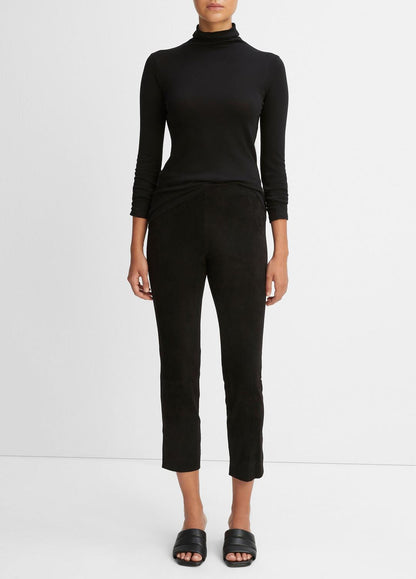 VINCE Stretch Suede Split Hem Crop Legging in Leggings