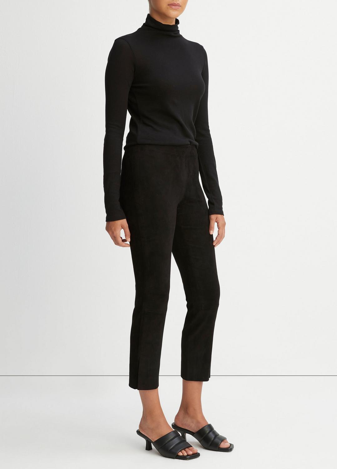 VINCE Stretch Suede Split Hem Crop Legging in Leggings