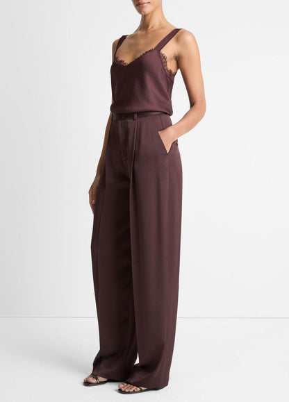 VINCE Satin Pleated Wide-Leg Trouser in Trousers