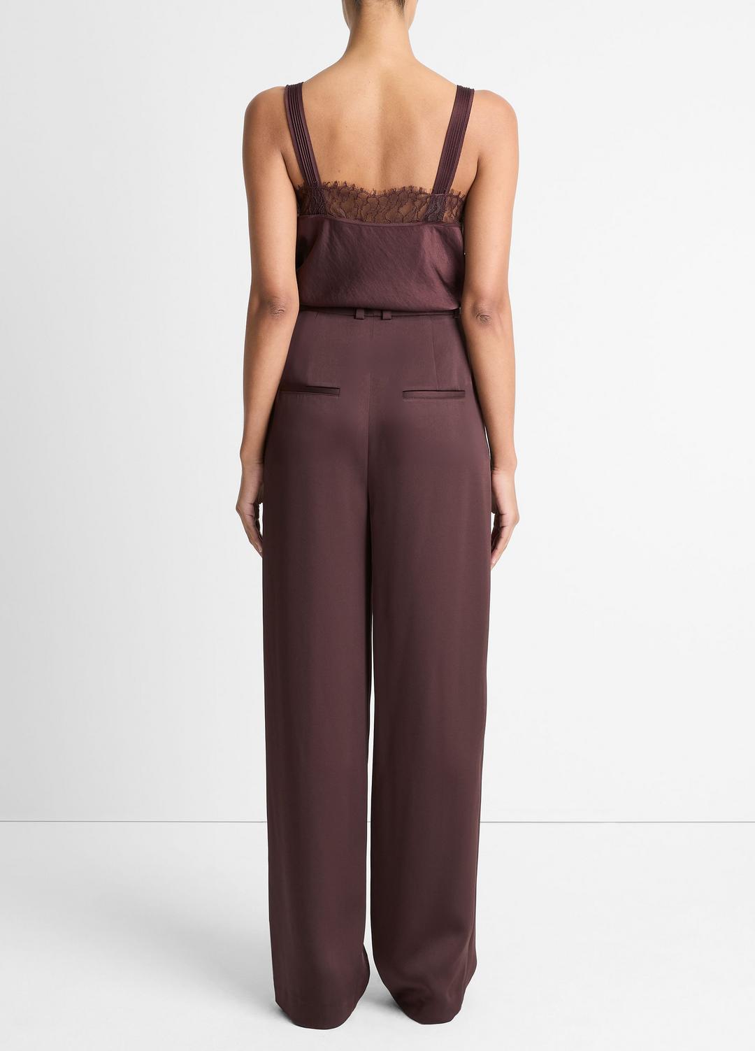 VINCE Satin Pleated Wide-Leg Trouser in Trousers