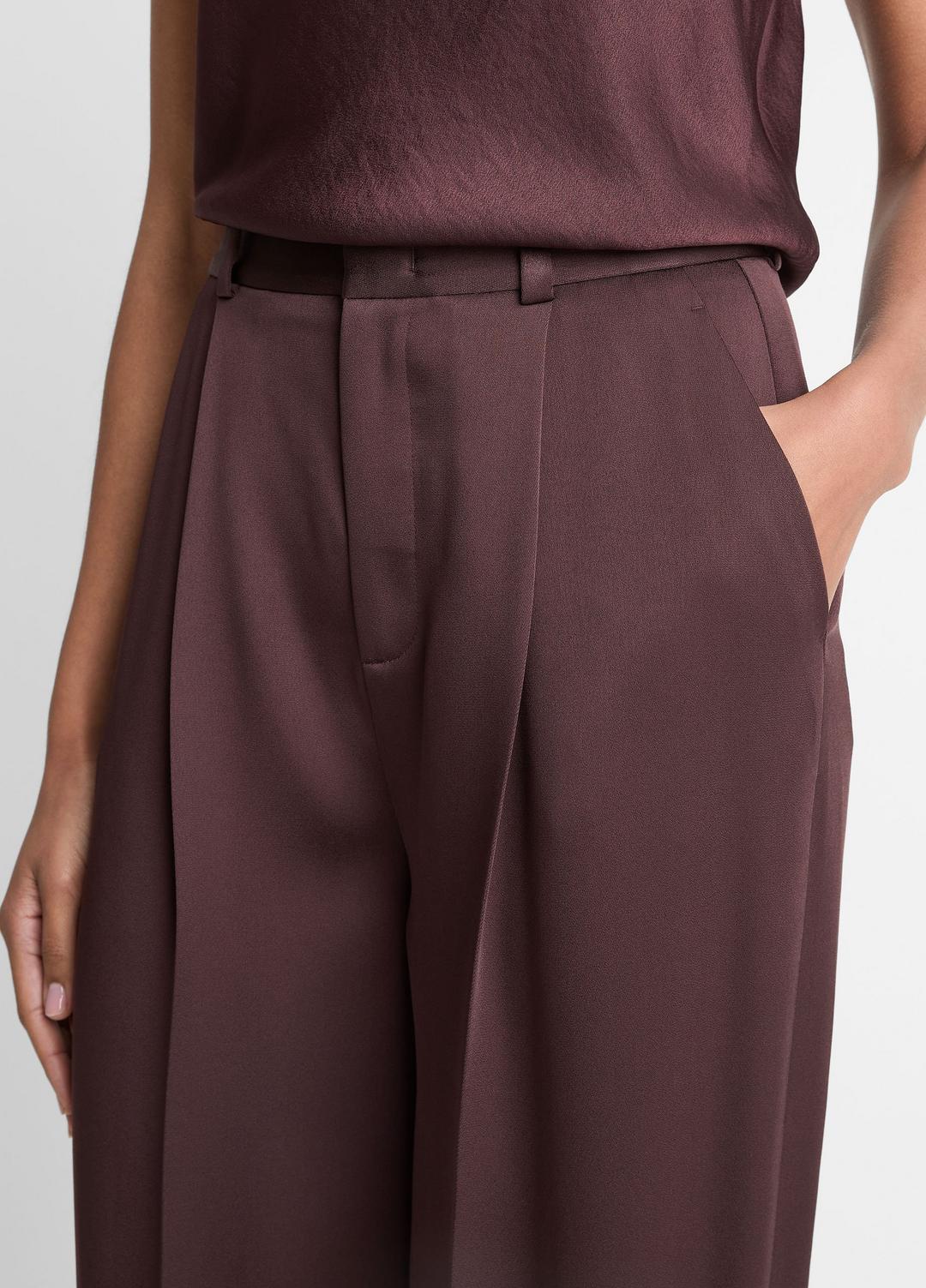 VINCE Satin Pleated Wide-Leg Trouser in Trousers
