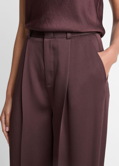 VINCE Satin Pleated Wide-Leg Trouser in Trousers