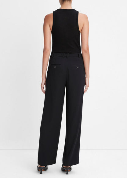 VINCE Drop-Waist Pleated Crepe Trouser in Trousers