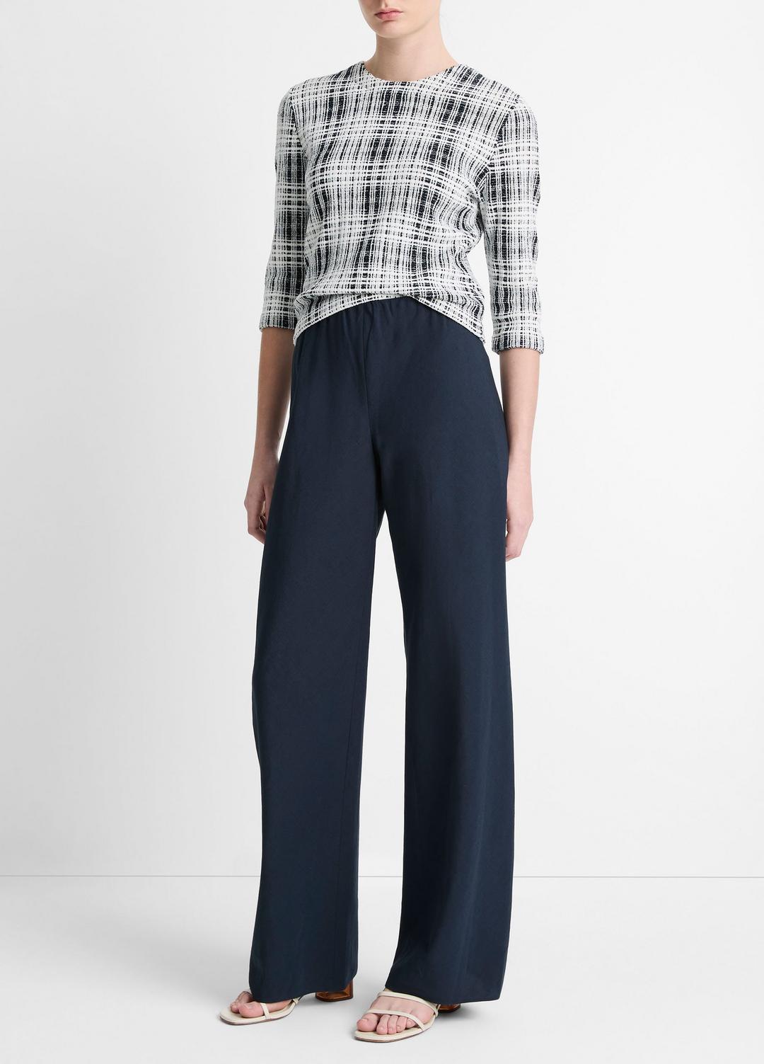 VINCE Cotton-Blend High-Waist Bias Pant in Wide Leg