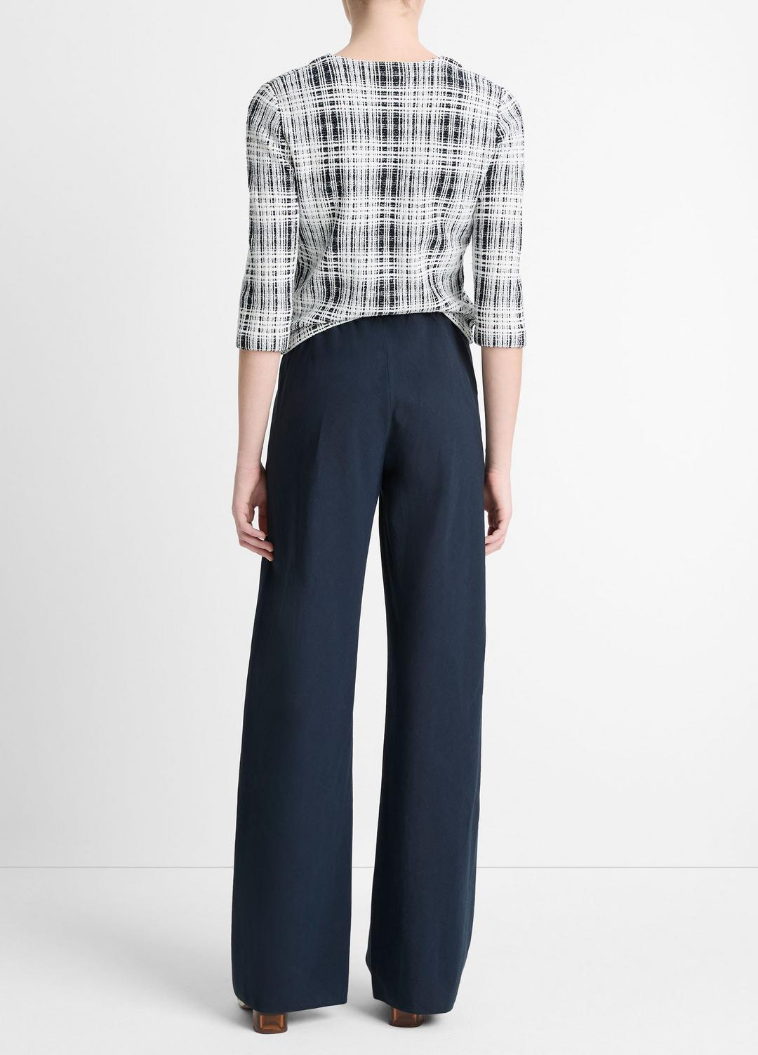 VINCE Cotton-Blend High-Waist Bias Pant in Wide Leg