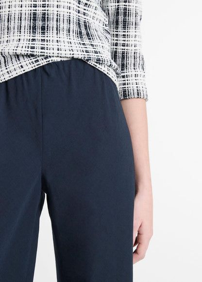 VINCE Cotton-Blend High-Waist Bias Pant in Wide Leg