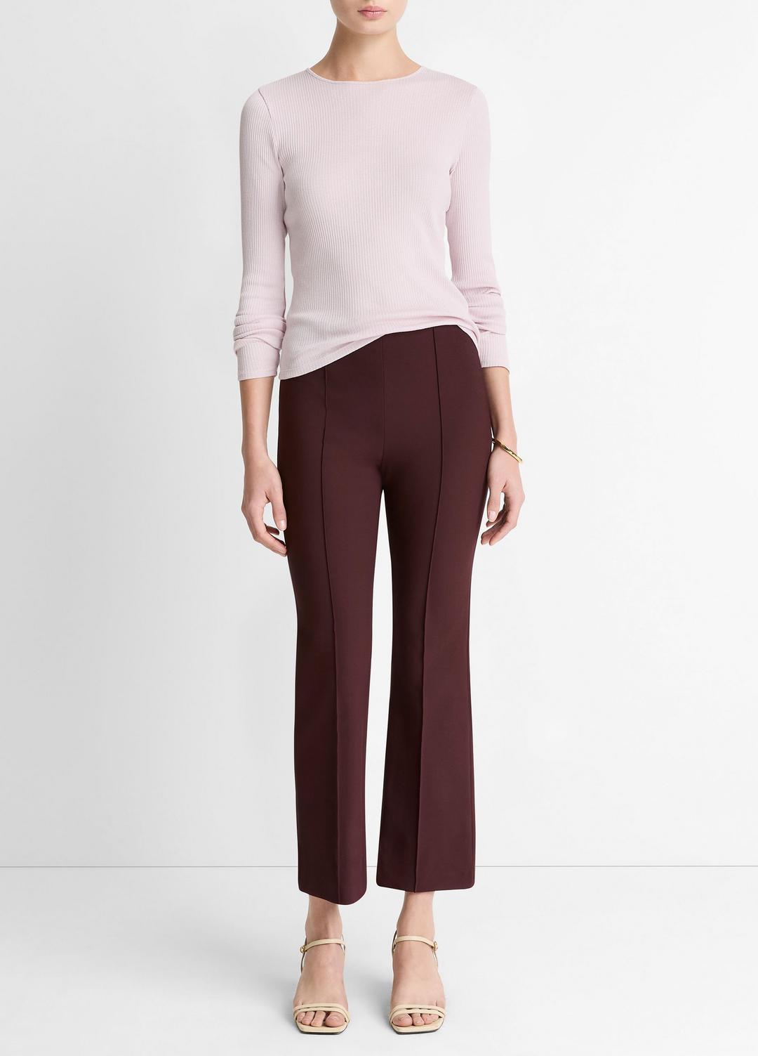 VINCE Niki Mid-Rise Pintuck Crop Flare Pant in Trousers