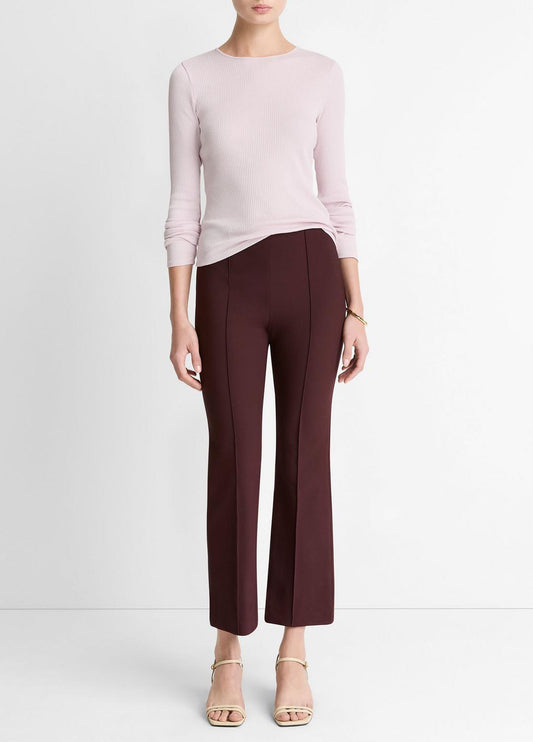 VINCE Niki Mid-Rise Pintuck Crop Flare Pant in Trousers