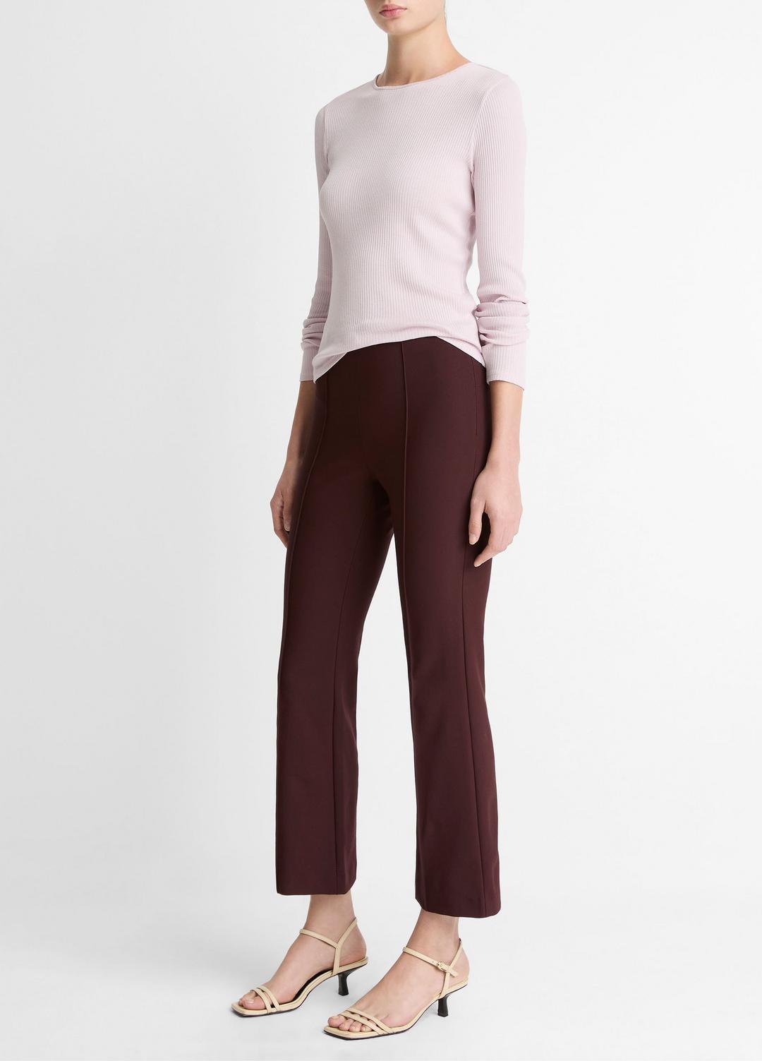 VINCE Niki Mid-Rise Pintuck Crop Flare Pant in Trousers