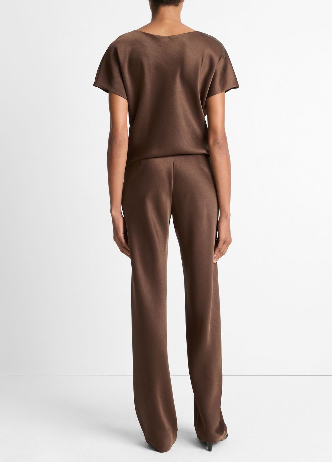 VINCE Colette High-Rise Fluid Satin Bias Pant in Trousers
