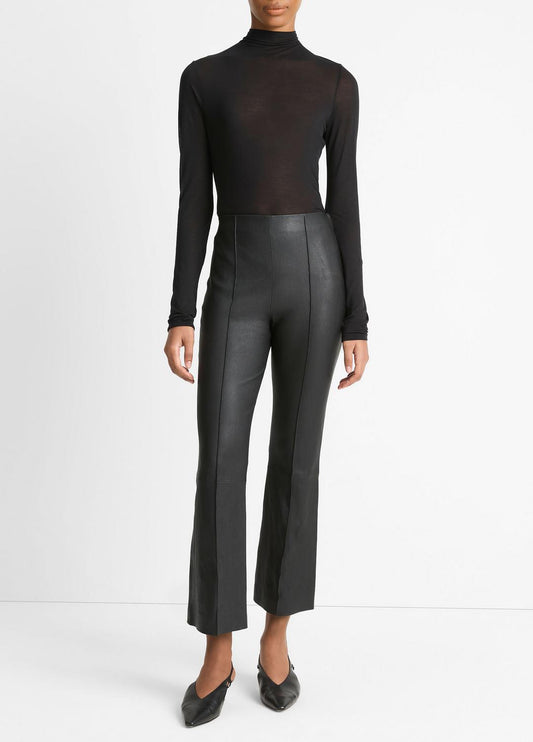 VINCE Stretch-Leather Crop Flare Pant in Trousers