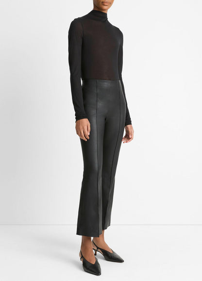 VINCE Stretch-Leather Crop Flare Pant in Trousers